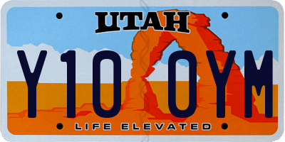 UT license plate Y100YM