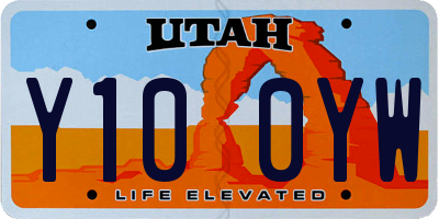 UT license plate Y100YW