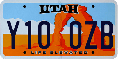 UT license plate Y100ZB