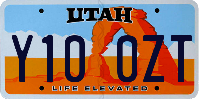 UT license plate Y100ZT