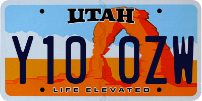 UT license plate Y100ZW