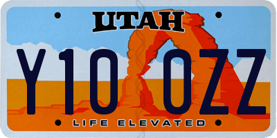 UT license plate Y100ZZ