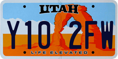 UT license plate Y102FW