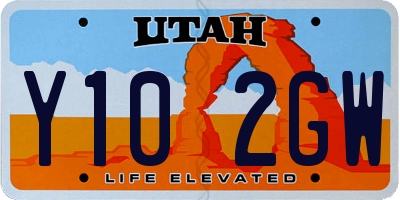UT license plate Y102GW