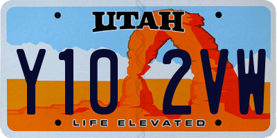 UT license plate Y102VW