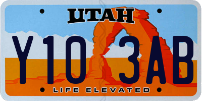 UT license plate Y103AB