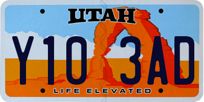 UT license plate Y103AD