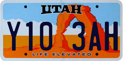 UT license plate Y103AH