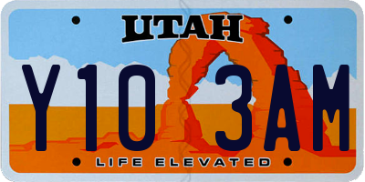 UT license plate Y103AM