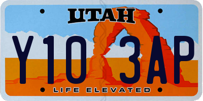 UT license plate Y103AP