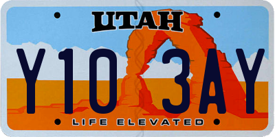 UT license plate Y103AY