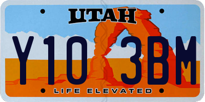 UT license plate Y103BM