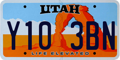 UT license plate Y103BN