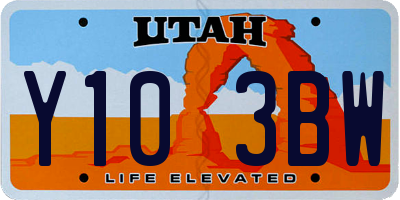 UT license plate Y103BW