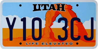 UT license plate Y103CJ