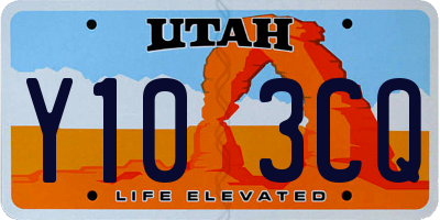 UT license plate Y103CQ