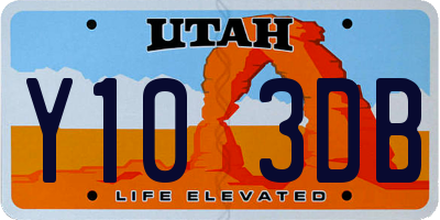 UT license plate Y103DB