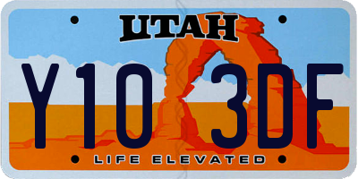 UT license plate Y103DF
