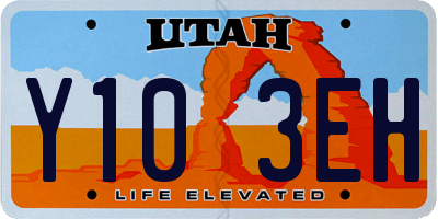 UT license plate Y103EH