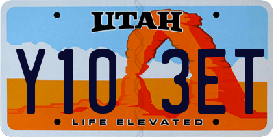 UT license plate Y103ET