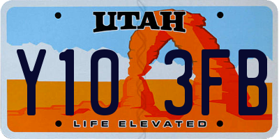 UT license plate Y103FB