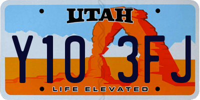 UT license plate Y103FJ