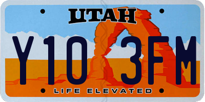 UT license plate Y103FM