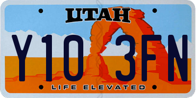 UT license plate Y103FN