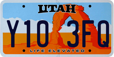 UT license plate Y103FQ