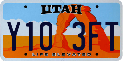 UT license plate Y103FT