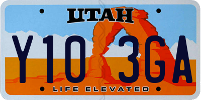 UT license plate Y103GA