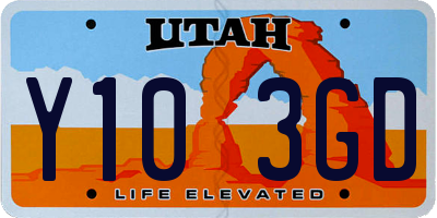 UT license plate Y103GD
