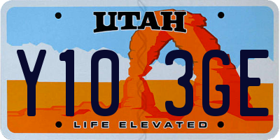 UT license plate Y103GE