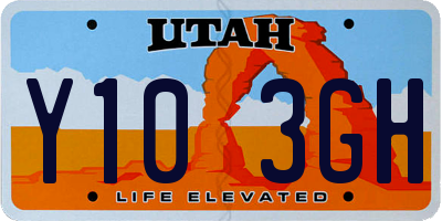 UT license plate Y103GH