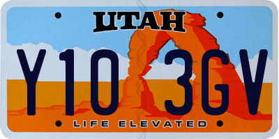 UT license plate Y103GV
