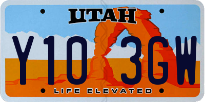 UT license plate Y103GW