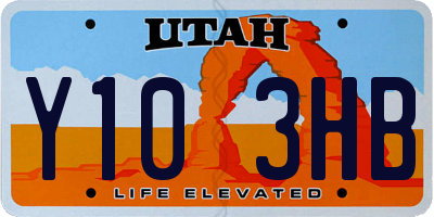 UT license plate Y103HB