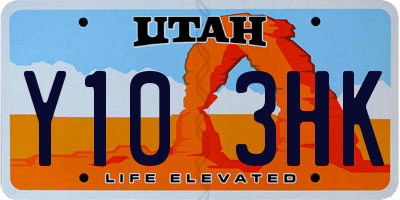 UT license plate Y103HK