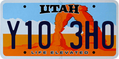 UT license plate Y103HO