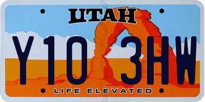 UT license plate Y103HW