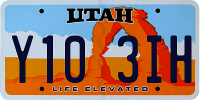 UT license plate Y103IH