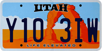 UT license plate Y103IW