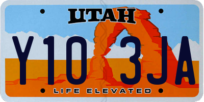 UT license plate Y103JA