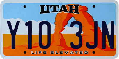 UT license plate Y103JN
