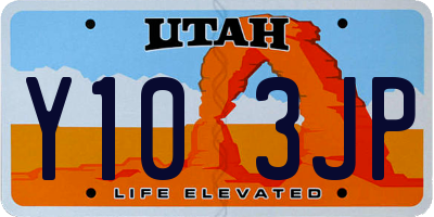 UT license plate Y103JP