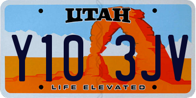 UT license plate Y103JV