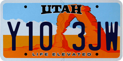UT license plate Y103JW