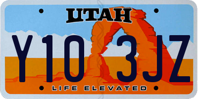UT license plate Y103JZ