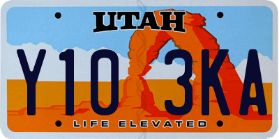 UT license plate Y103KA
