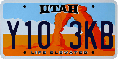 UT license plate Y103KB